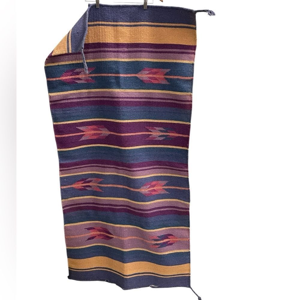 Wool Kilim Rug Pink Blue Yellow